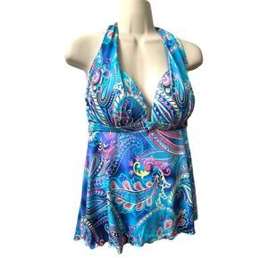 Venus Paisley Tankini 2 Pc Size 14 Halter Flowy Boho Resort Swim